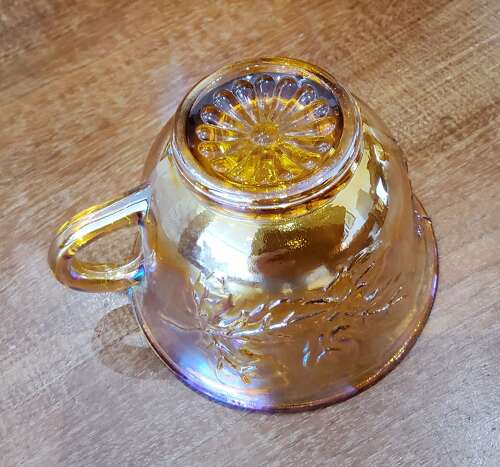 Mid Century Carnival Glass Punchbowl & Cups
